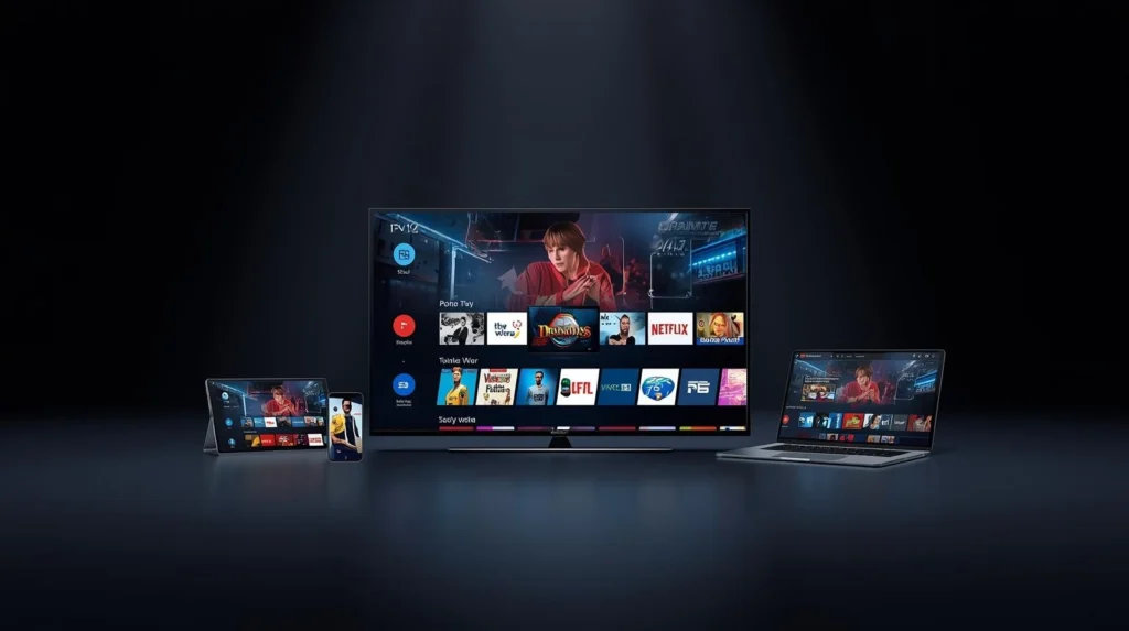 Smart TV and multiple devices streaming IPTV content with Mysteam Nova