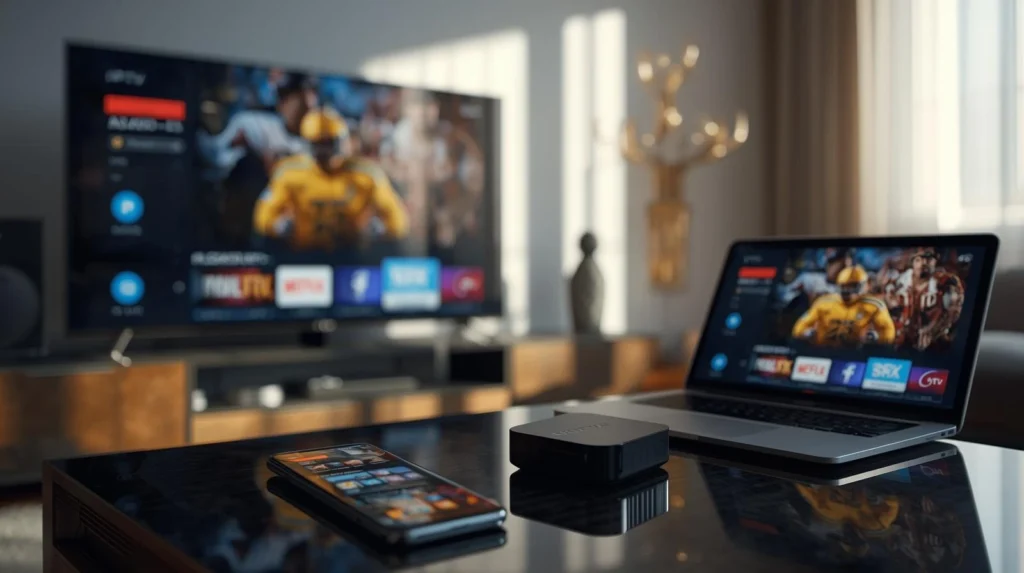 Smart TV and multiple devices streaming IPTV content with Mysteam Nova